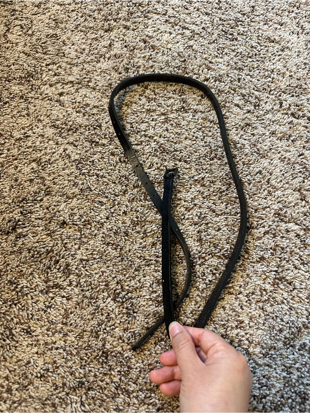 Thin Black Leather Belt - Minimal Slim Strap